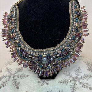 Chico's Silver Statement Necklace with Multicolor Gemstones